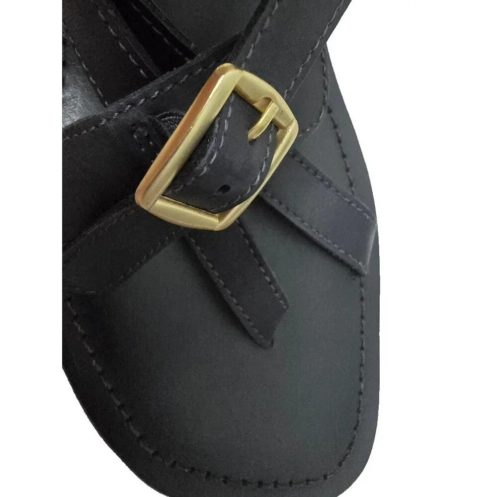 Free People Women's La Risa Black Strappy Sandals Size 10 M/ 40 Leather NIB $128